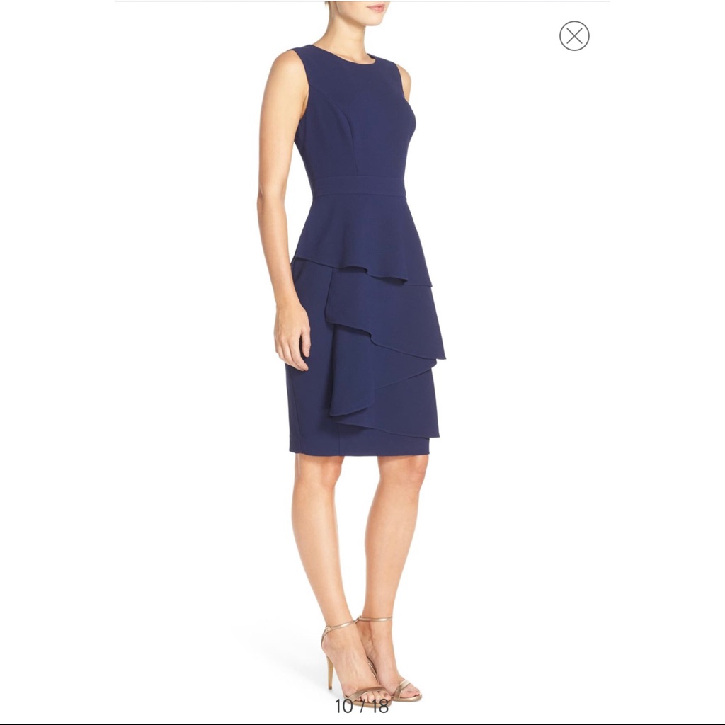 Nwt Ella Cascade Crepe Sheath Dress